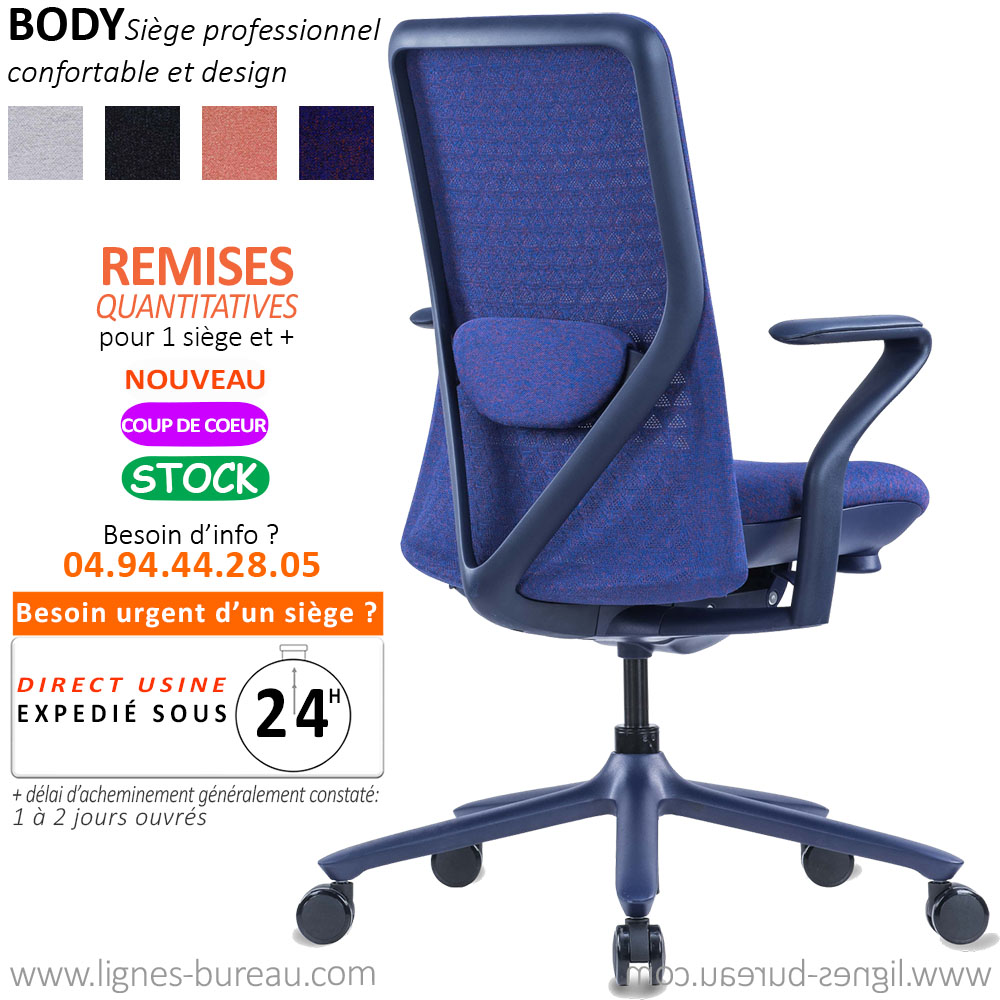 Chaise de bureau ergonomique à bascule en tissu– Variable plus