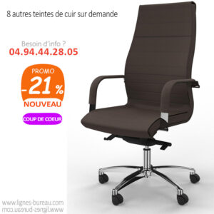 Fauteuil de Bureau en Cuir marron confortable de la gamme ÉLITE