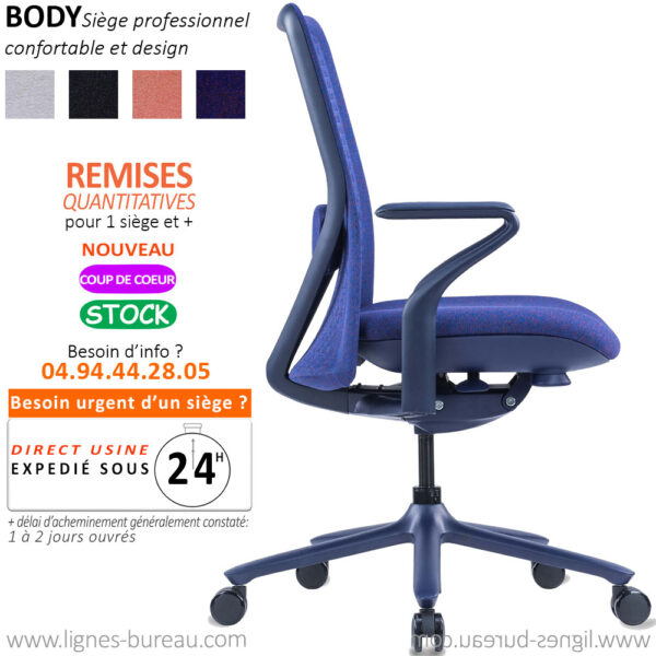 Fauteuil pour entreprise confortable au profil design, Body