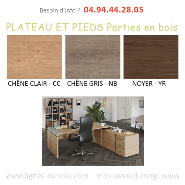 Nuancier du bureau de direction bois avec retour console, Style