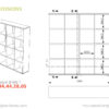 Dimensions des bibliothèques de bureau 16 cases, Book