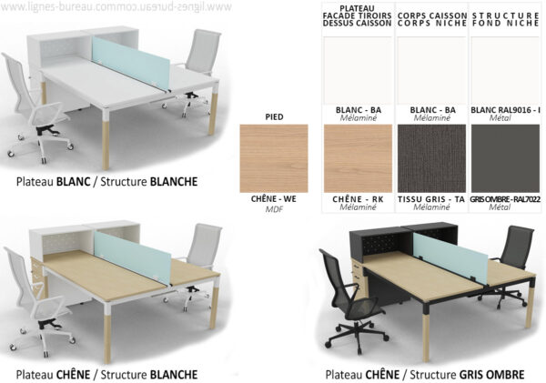 Mobilier open space 2 personnes design, rangement, écran de séparation Alaska – Image 6
