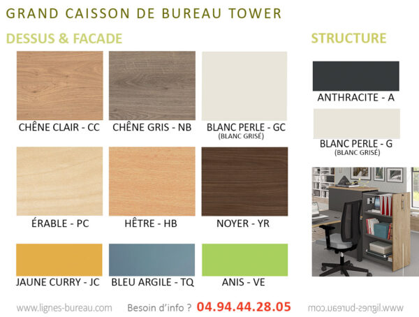 Teintes du caisson de bureau contemporain design Latitude