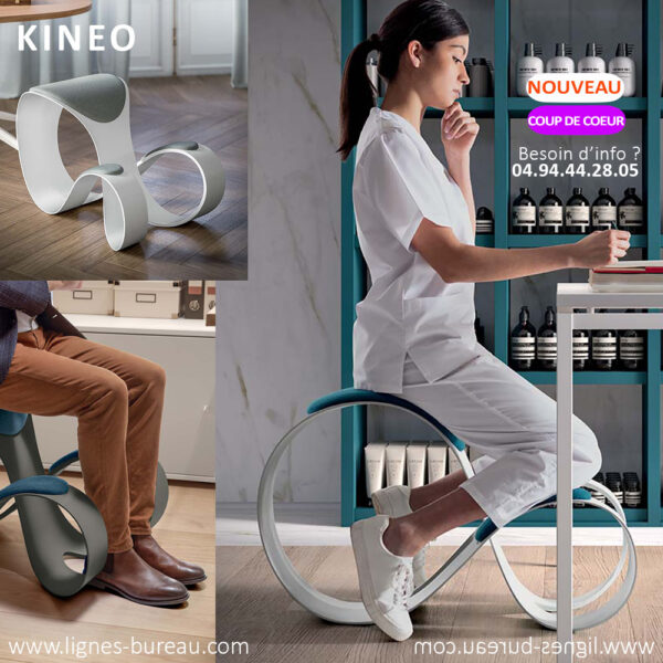Siège postural assis ou à genoux, ergonomique et design, Kineo