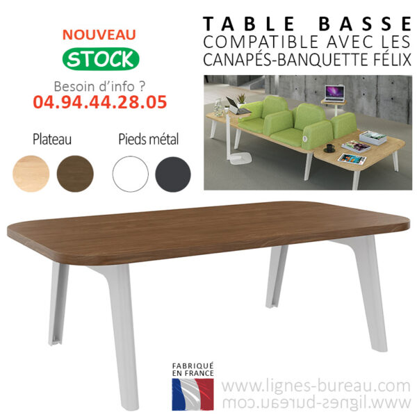 Table de bureau basse d’accueil ou d’attente, Félix