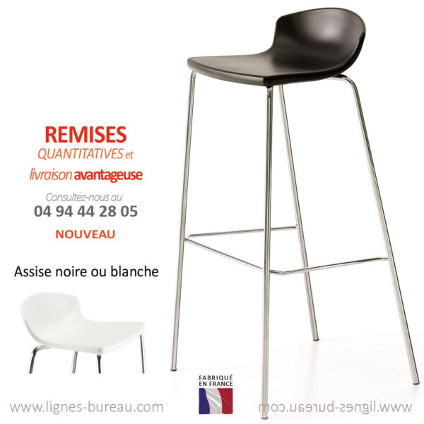 Tabouret noir pour table haute mange debout ou coworking, Snack