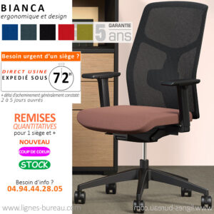Chaise de travail ergonomique et design de bureau, Bianca