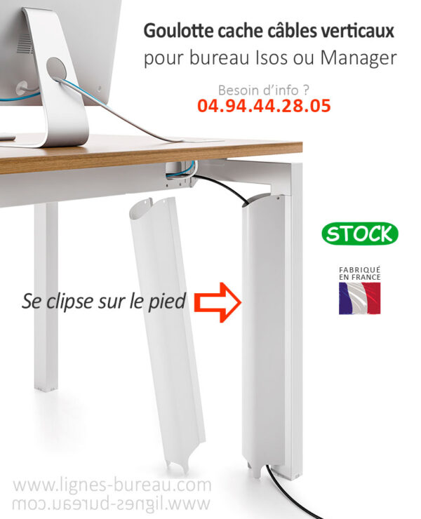 Goulotte cache câbles verticaux pour bureau Isos ou Manager