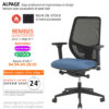 Siège bureautique synchrone avec accoudoirs 4D, pied noir, Alpage
