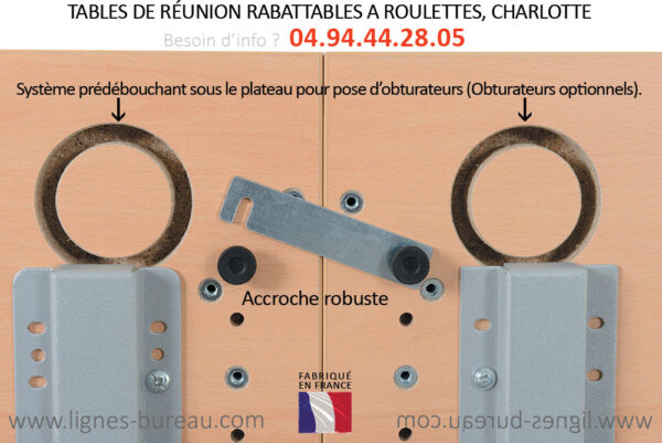 Accroches des tables de réunion rabattables Charlotte