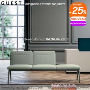 Banquette salle d’attente modulaire 3 places sur poutre Gris Ombre, GUEST