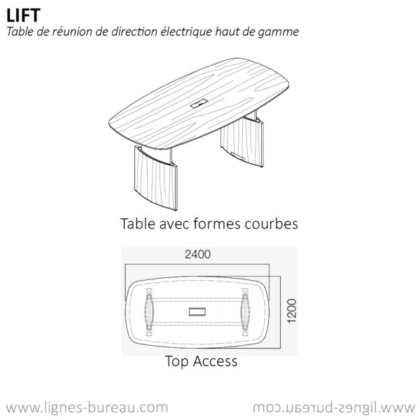 Forme de table de réunion assis debout électrique bois Lift