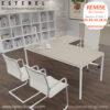 Bureau professionnel avec retour, design épuré et moderne, Esterel, en Orme blanchi