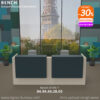 Banque d'accueil design moderne de qualité 2 personnes, Orme blanchi et Bleu océan, Bench