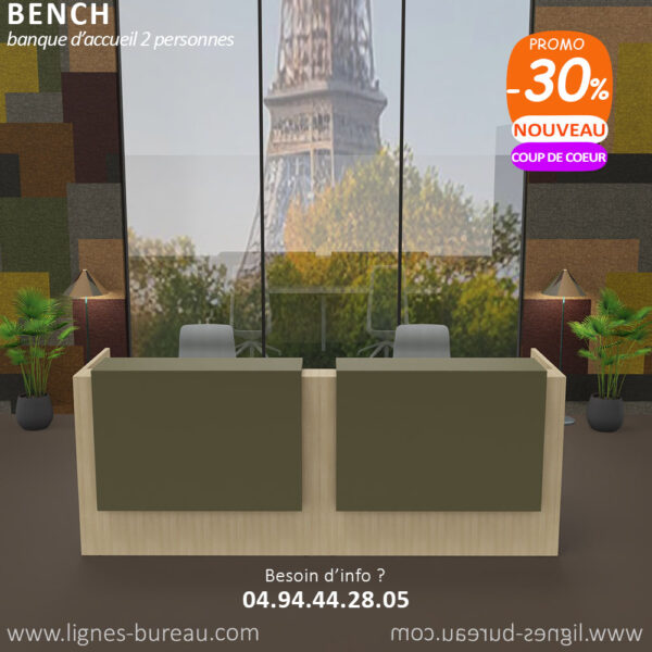 Banque d'accueil design moderne de qualité 2 personnes, Bench: l’élégance version haut de gamme – Image 5