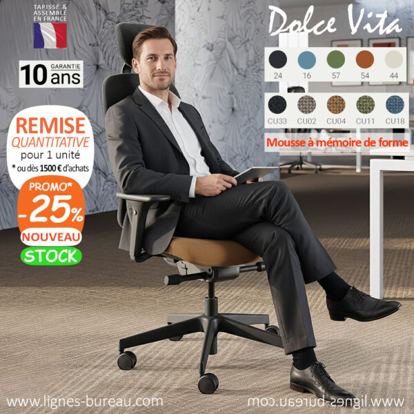 L’ergonomie et le confort du siege de bureau design Dolce Vita