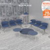 Poutre d'accueil 3 places pour salle d'attente moderne, Golf : avec le bleu crééz une ambiance dynamique ! – Image 2