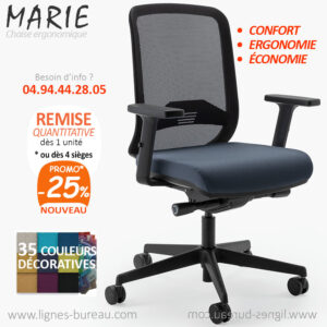 Chaise de bureau ergonomique, confortable et économique, Marie, tissu TN9618