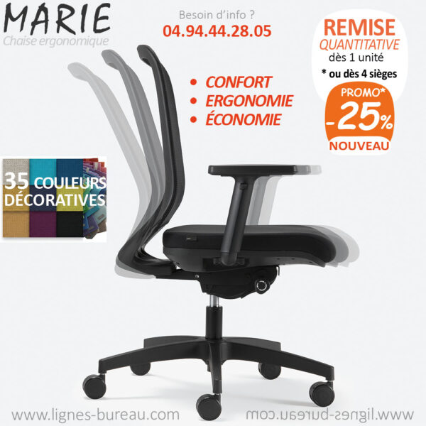 Chaise de bureau ergonomique, confortable et économique Marie : privilégiez le rapport qualité prix ! – Image 3