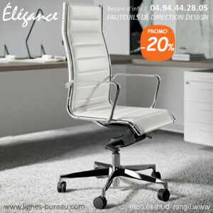 Fauteuil de Direction en Cuir Blanc Chic, Élégance