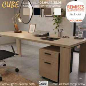 Caisson de bureau mobile 2 tiroirs dont 1 pour dossier suspendu, CUBE